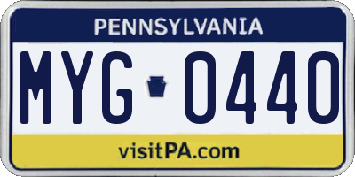 PA license plate MYG0440