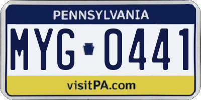 PA license plate MYG0441