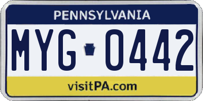 PA license plate MYG0442
