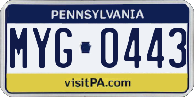 PA license plate MYG0443