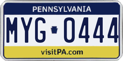 PA license plate MYG0444