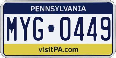 PA license plate MYG0449