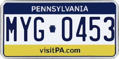 PA license plate MYG0453