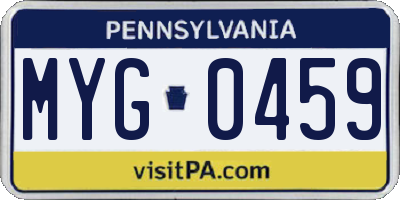 PA license plate MYG0459