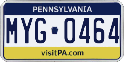 PA license plate MYG0464