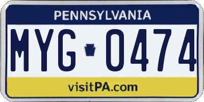 PA license plate MYG0474