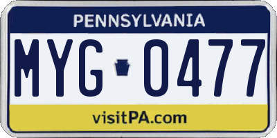 PA license plate MYG0477