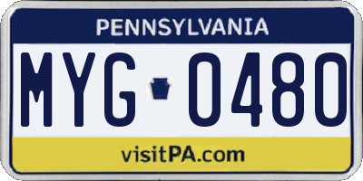 PA license plate MYG0480