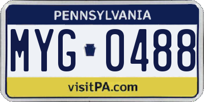 PA license plate MYG0488