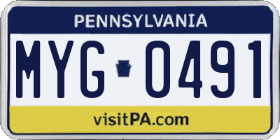 PA license plate MYG0491
