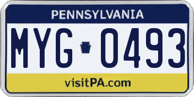 PA license plate MYG0493
