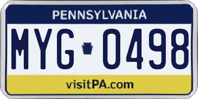 PA license plate MYG0498
