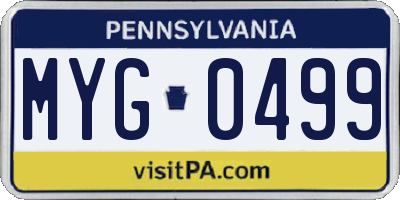 PA license plate MYG0499