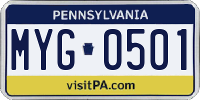 PA license plate MYG0501