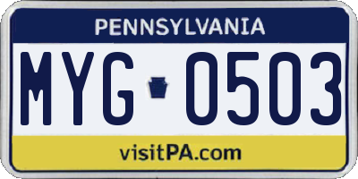 PA license plate MYG0503