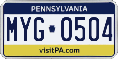 PA license plate MYG0504