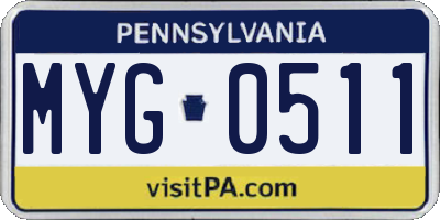 PA license plate MYG0511