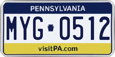 PA license plate MYG0512