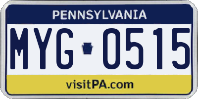 PA license plate MYG0515