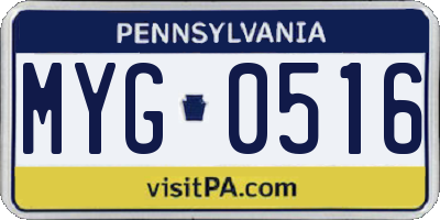 PA license plate MYG0516