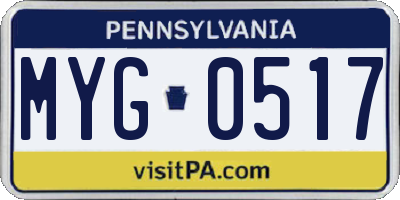 PA license plate MYG0517