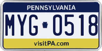 PA license plate MYG0518
