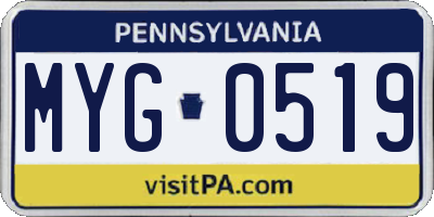 PA license plate MYG0519