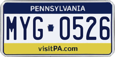 PA license plate MYG0526
