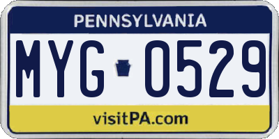 PA license plate MYG0529
