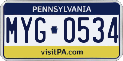 PA license plate MYG0534