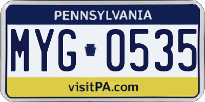PA license plate MYG0535