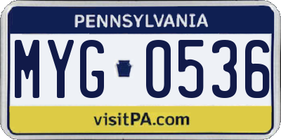 PA license plate MYG0536