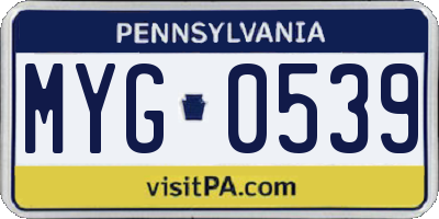 PA license plate MYG0539