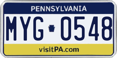 PA license plate MYG0548