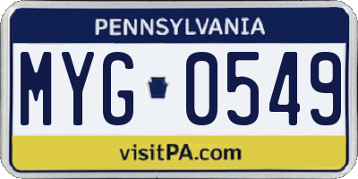 PA license plate MYG0549