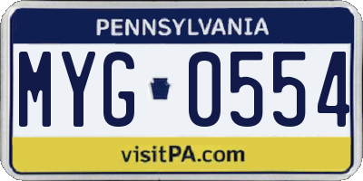 PA license plate MYG0554