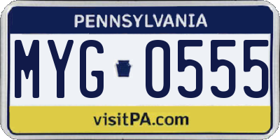 PA license plate MYG0555