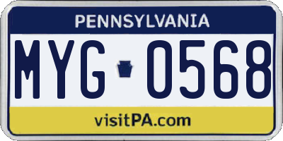 PA license plate MYG0568
