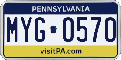 PA license plate MYG0570