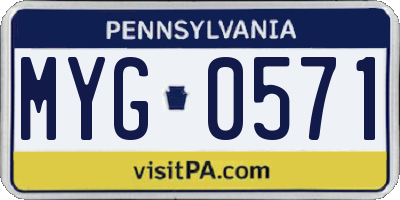 PA license plate MYG0571