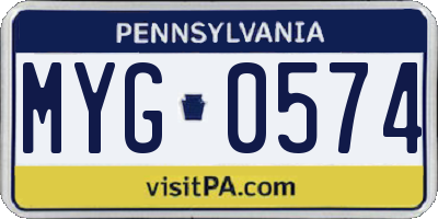 PA license plate MYG0574