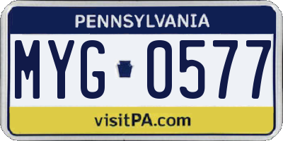 PA license plate MYG0577