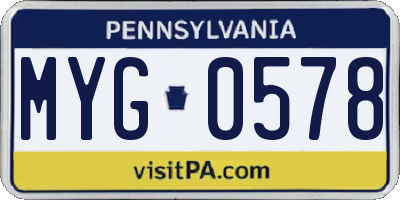 PA license plate MYG0578