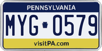 PA license plate MYG0579