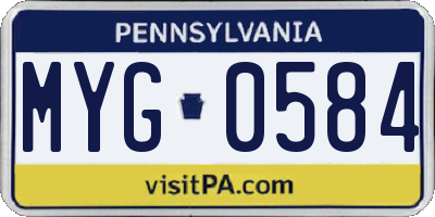 PA license plate MYG0584