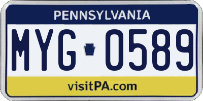 PA license plate MYG0589