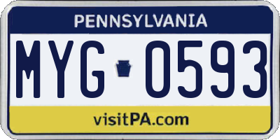 PA license plate MYG0593