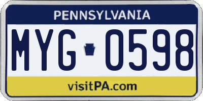 PA license plate MYG0598