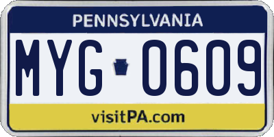 PA license plate MYG0609