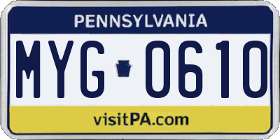 PA license plate MYG0610